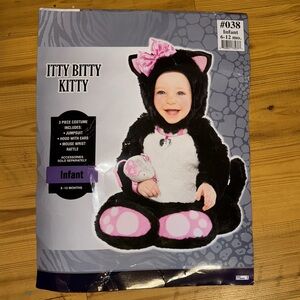 Infant 👶🏻 girl Itty Bitty Kitty Halloween Costume jumpsuit and hood